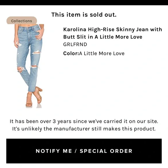 GRLFRND Denim Skinny Jeans - NWT